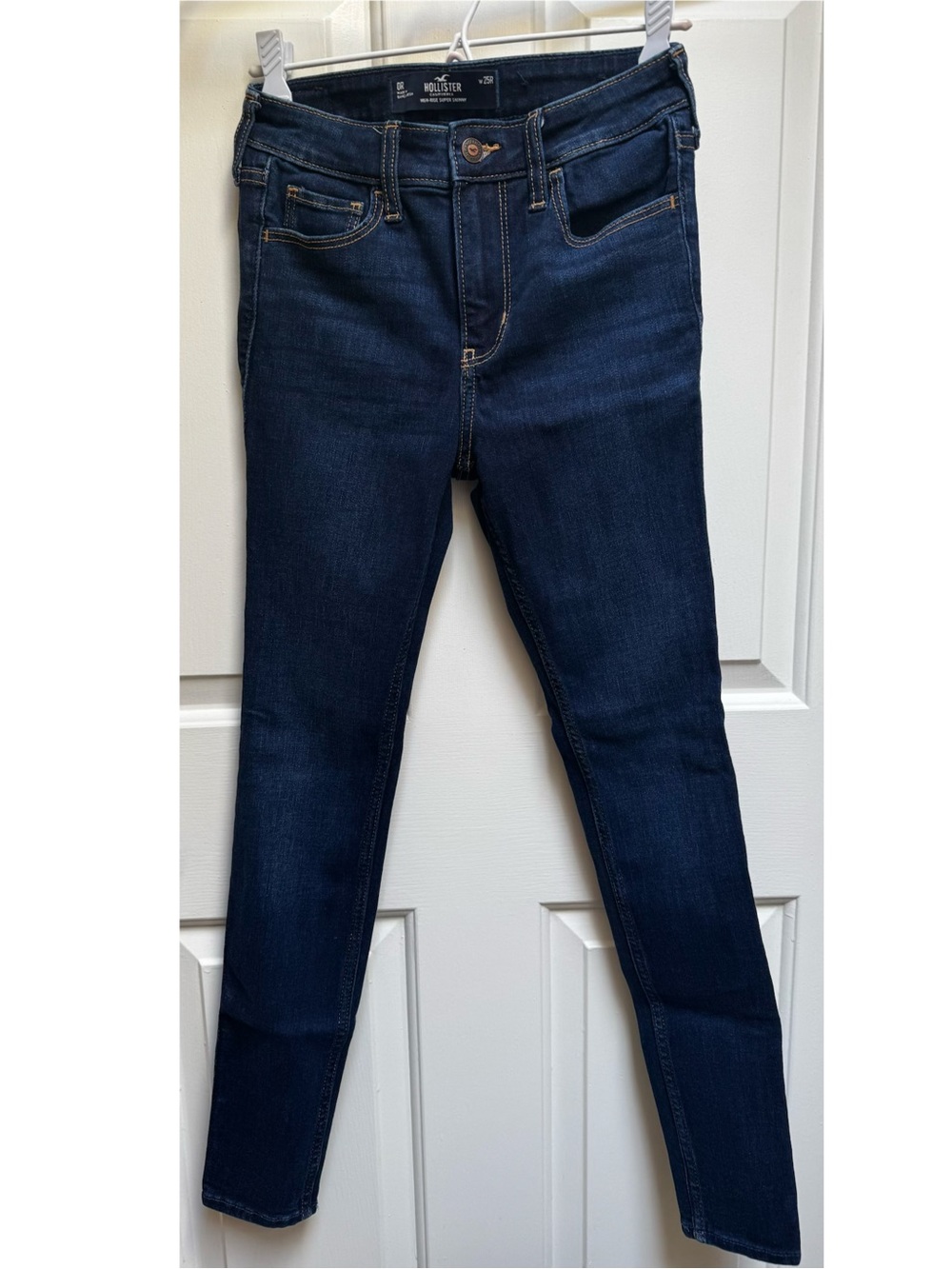 HOLLISTER High Rise Super Skinny Tight Denim Blue Jeans size 0 R / W 25 R